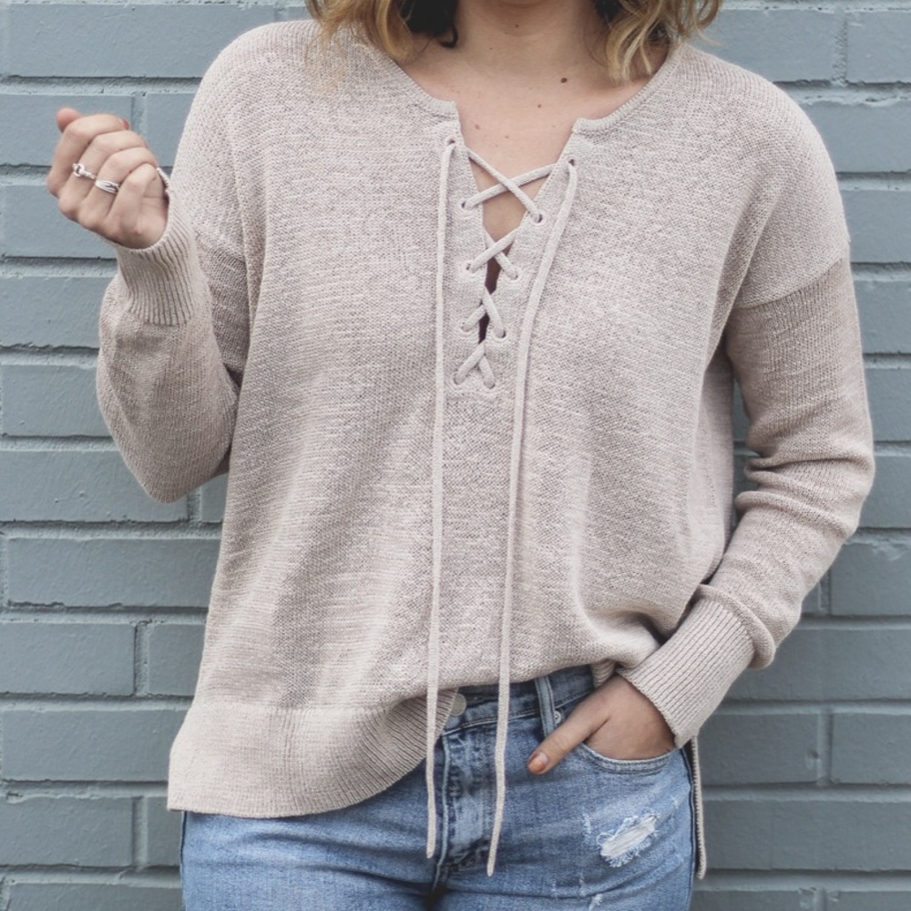 BRAND NEW! Loft Lace-Up Sweater